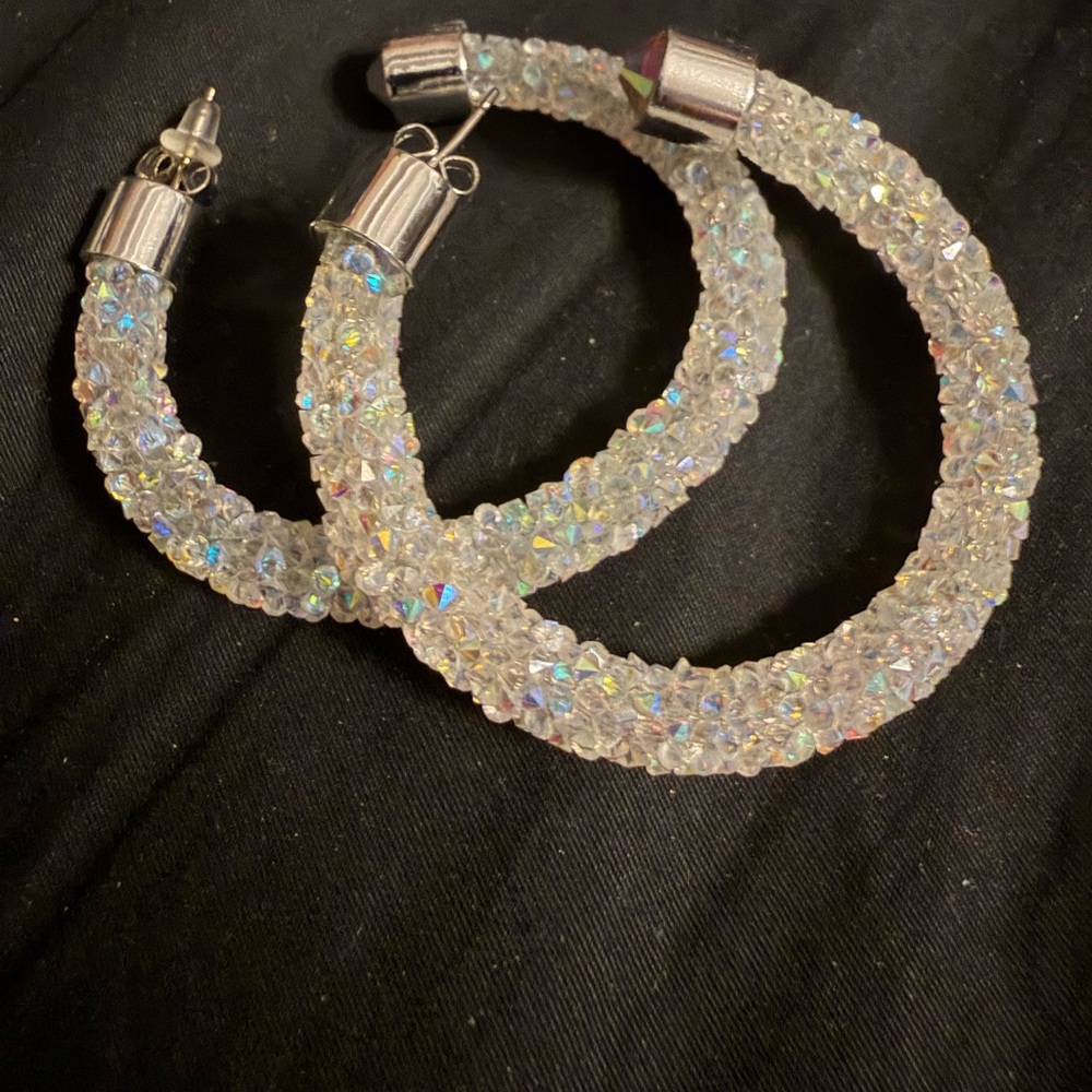 Crystal Hoop Earrings with Swarovski Crystals